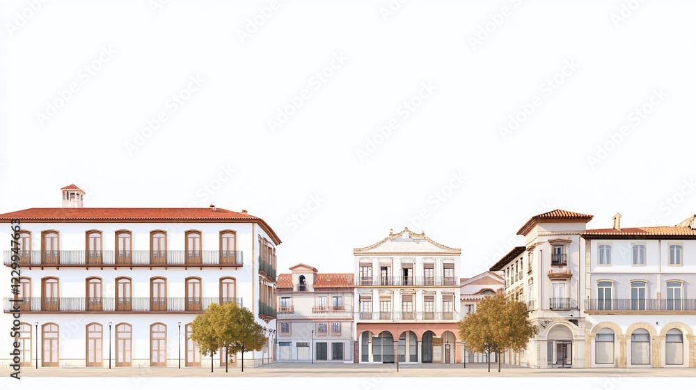 Obraz premium Architectural Rendering: Charming European Town Square