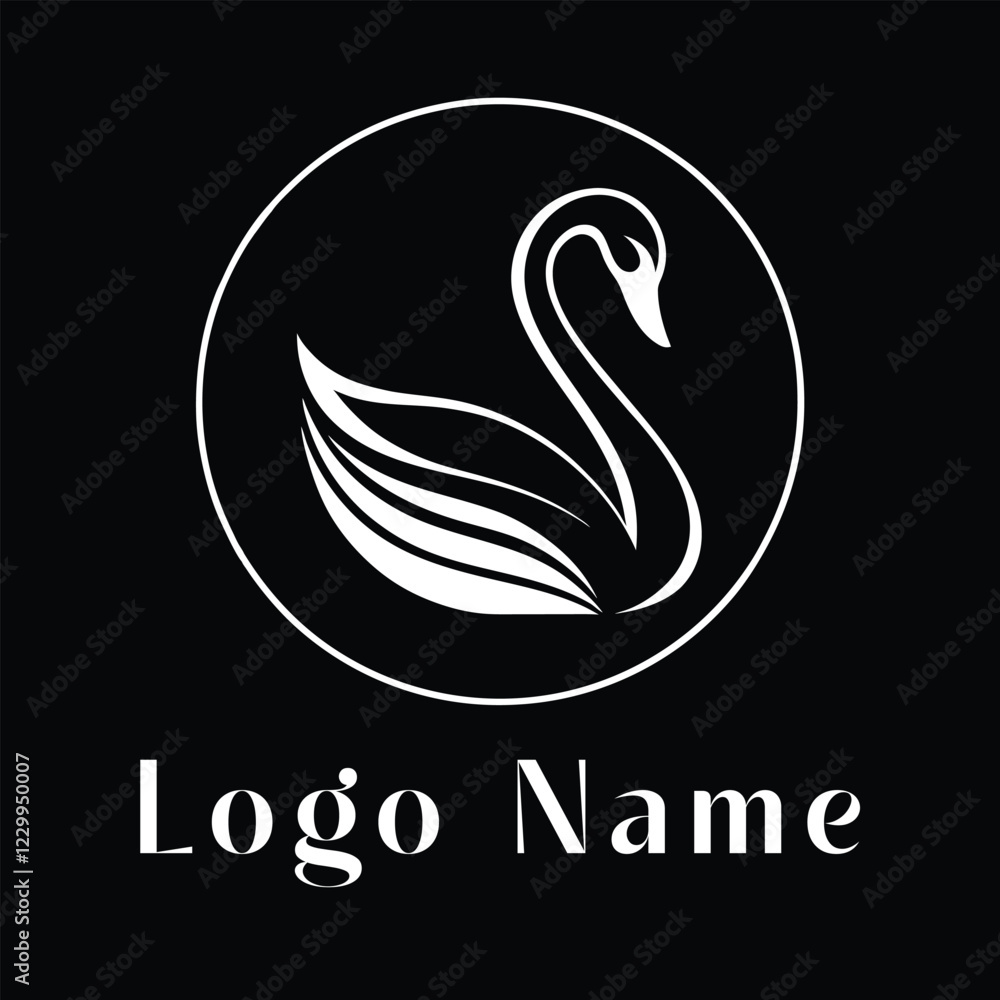 A stylish swan logo enclosed in a circle with a clean monochrome design. Ideal for branding, fashion, luxury, and beauty businesses. A stylish swan logo enclosed in a circle with a clean monochrome design. Ideal for branding, fashion, luxury, and beauty businesses.