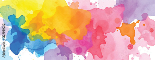 Holi colorful abstract liquid watercolor background with artistic, paint, splashes, grunge, splatter, texture, powder, Artwork for creative banner, card, template, effect, ink, blot design vector
