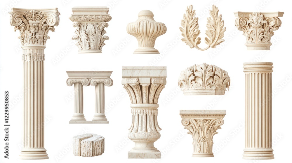 Naklejka premium Collection of classical architectural elements.