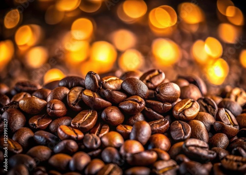 Wallpaper Mural Illuminated coffee bean grains, captured in a close-up night shot showcasing texture and bokeh, evoke rich aroma. Torontodigital.ca