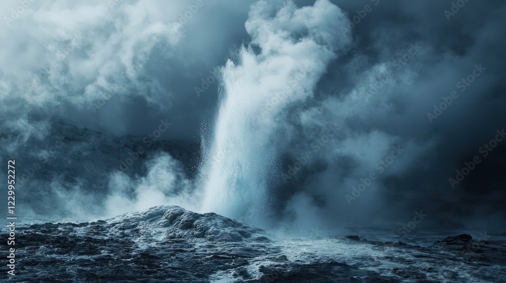 Obraz premium Steam and water bursting from a geyser, creating a spectacular natural display