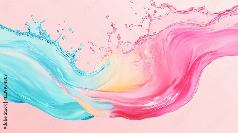 Elegant water splash in motion isolated on a soft pastel background Elegant water splash in motion isolated on a soft pastel background