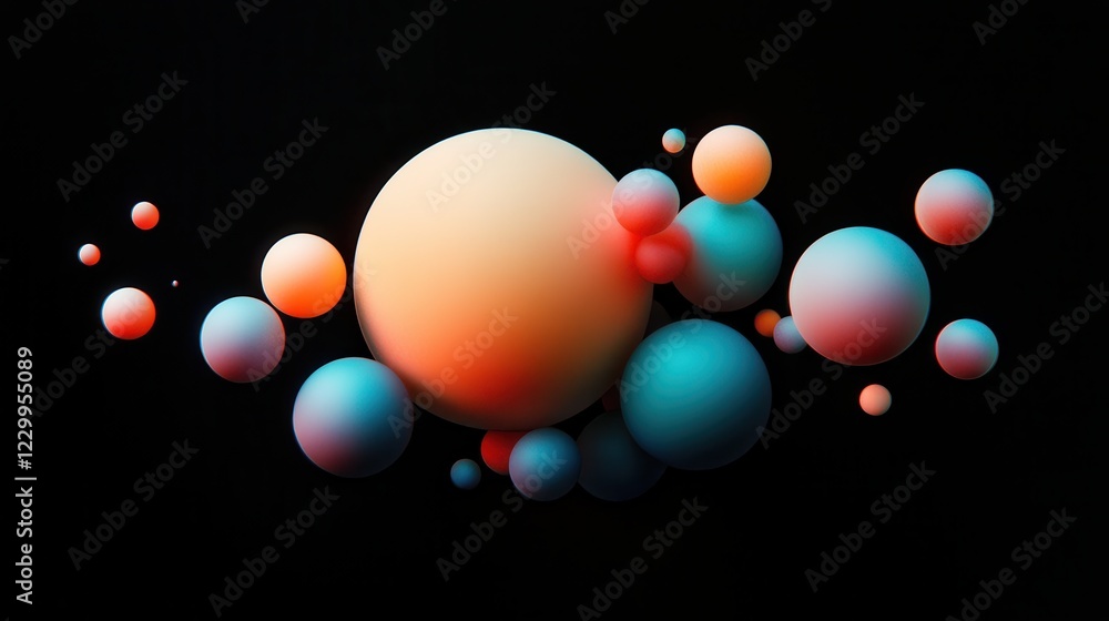 Floating iridescent bubbles glowing softly against a pitch-black background Floating iridescent bubbles glowing softly against a pitch-black background