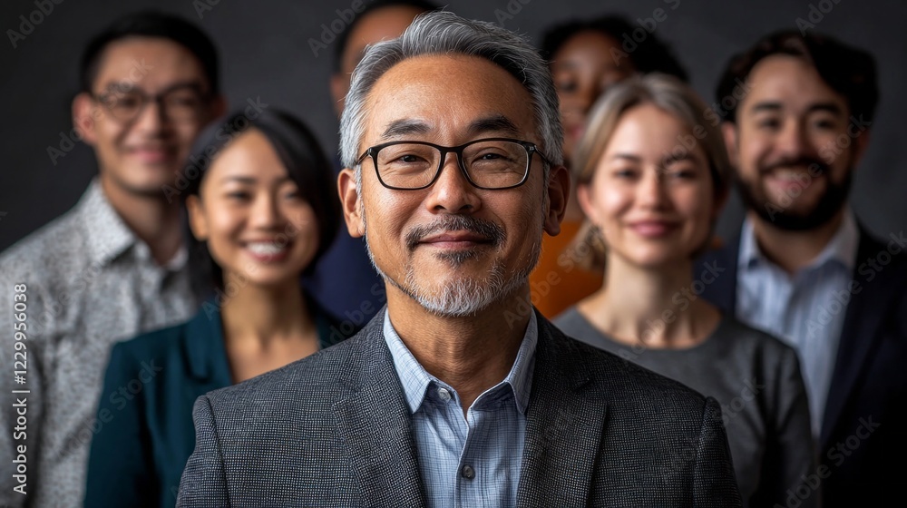 A diverse business team stands united, showcasing their unique backgrounds and talents. Smiles highlight teamwork and a positive atmosphere during an afternoon meeting in a modern office A diverse business team stands united, showcasing their unique backgrounds and talents. Smiles highlight teamwork and a positive atmosphere during an afternoon meeting in a modern office