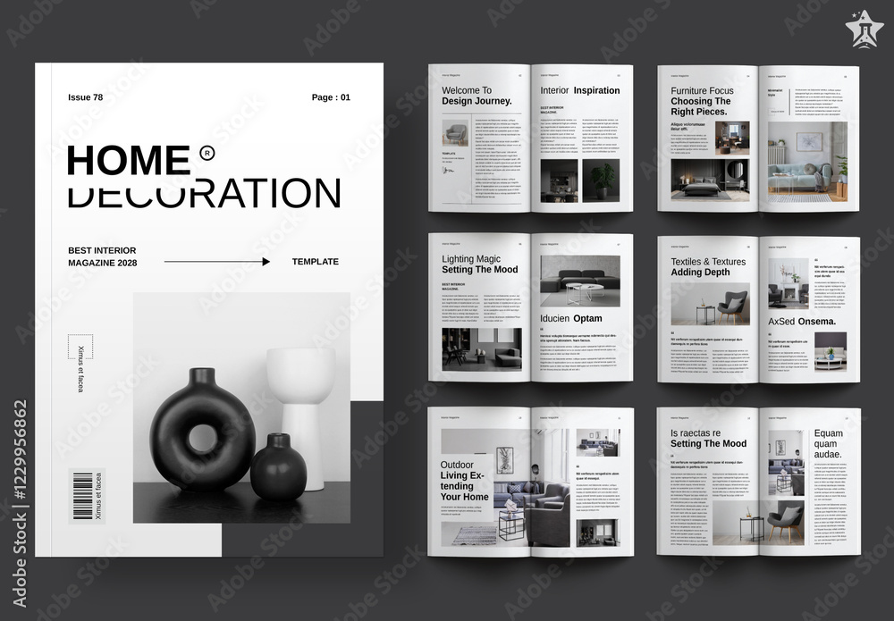Interior Design Magazine Layout Stock Template | Adobe Stock
