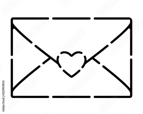 Love Letter, Valentine's Day Heart Envelope Stencil for Cutting and Pastry - Vector Template for Cutting. 