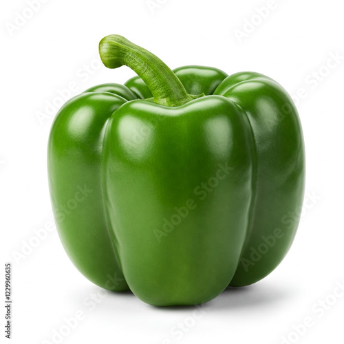 Grüne Paprika freigestellt vor weißem Hintergrund