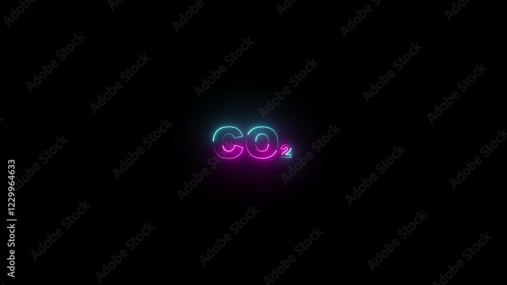 carbon dioxide symbol. neon CO2 text animation on black background. carbon dioxide symbol. neon CO2 text animation on black background.