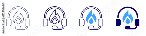 Fire call icon in 4 different styles. Thin Line, Line, Bold, and Bold Line. Duotone style. Editable stroke