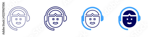 Interactive voice response icon in 4 different styles. Thin Line, Line, Bold, and Bold Line. Duotone style. Editable stroke