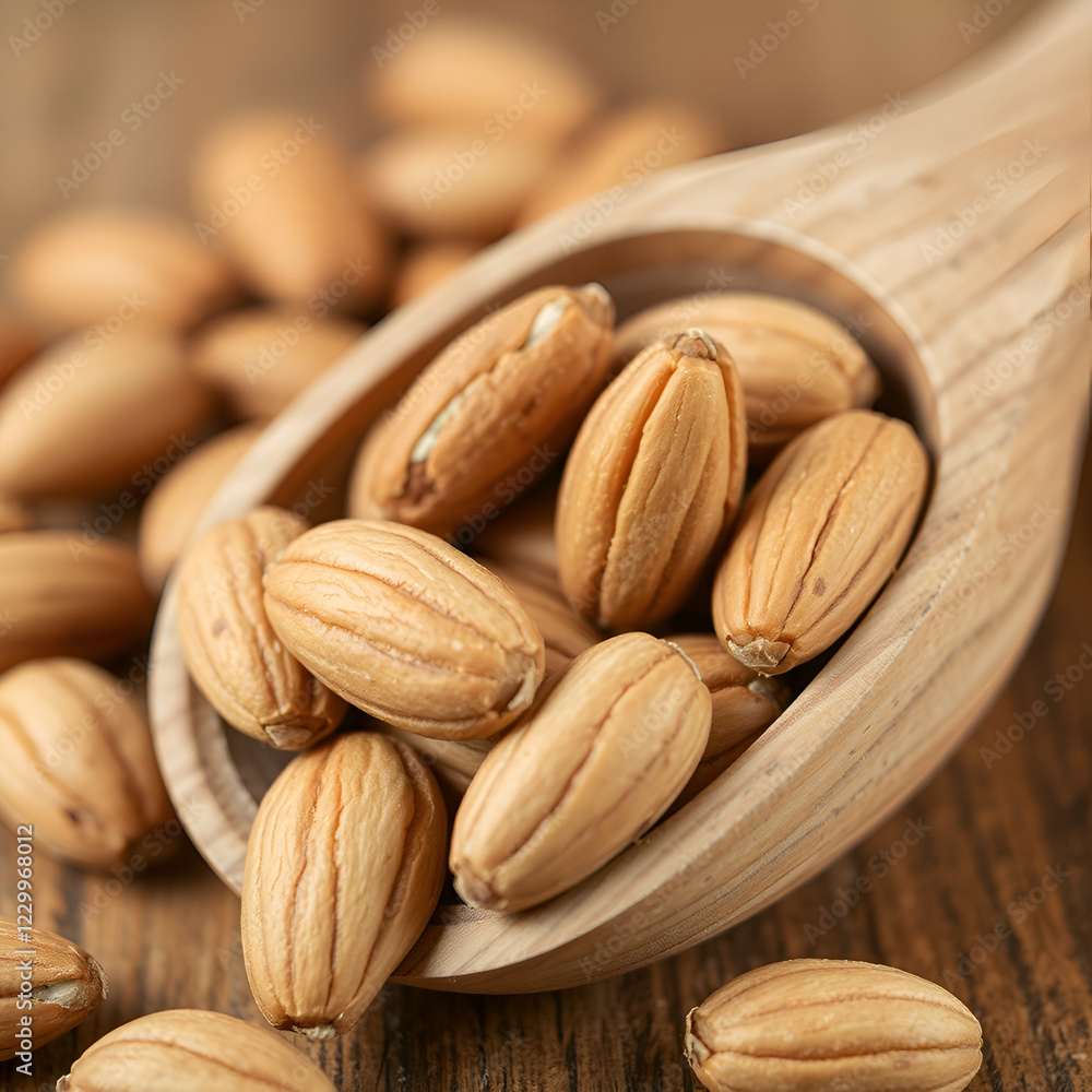 Obraz premium almonds on wooden table
