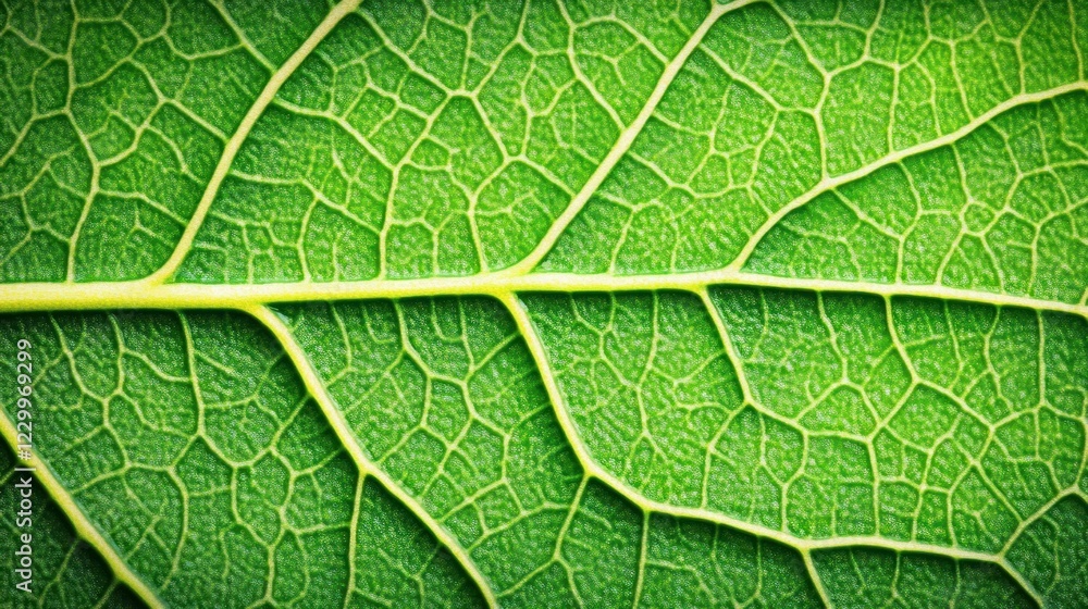 Closeup View of a Green Leaf Vein Structure