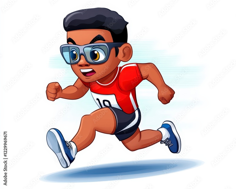 Energetic Young Athlete Sprinting with Determination and Focus Energetic Young Athlete Sprinting with Determination and Focus