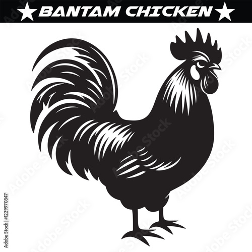 Bantam Chicken silhouette vector illustration