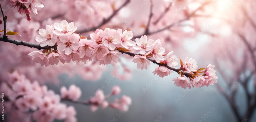 Close-Up of Light Pink Sakura Cherry Blossoms Close-Up of Light Pink Sakura Cherry Blossoms