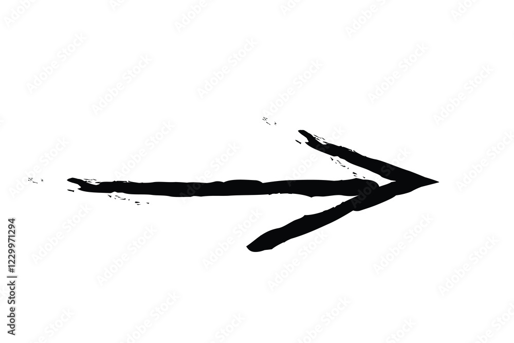 Obraz premium Hand-drawn right arrow with brushstroke texture 