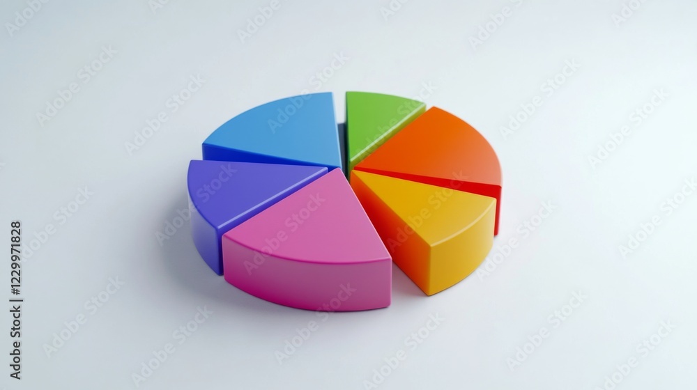 Obraz premium A simple, clear pie chart illustrating household financial planning, with different categories for savings, bills, and leisure, presented on a clean white surface.