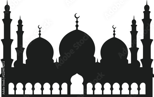 Islamic Mosque Silhouette Vector – Elegant Architectural Design