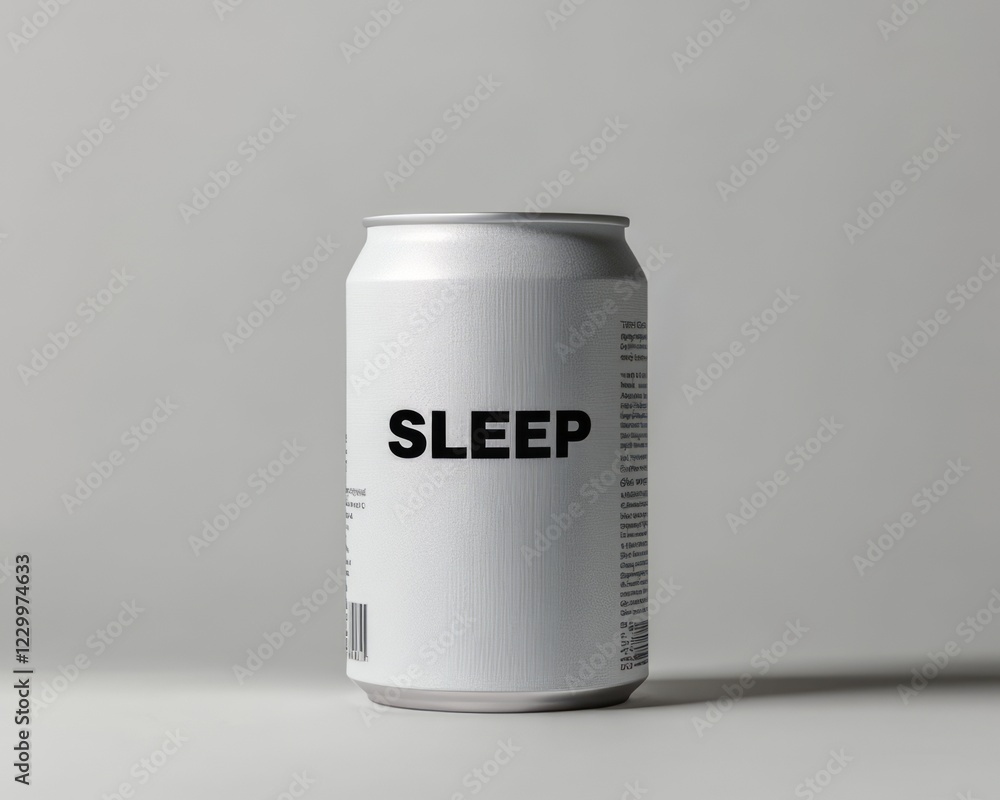 A realistic photo of an unbranded white can with the word A realistic photo of an unbranded white can with the word