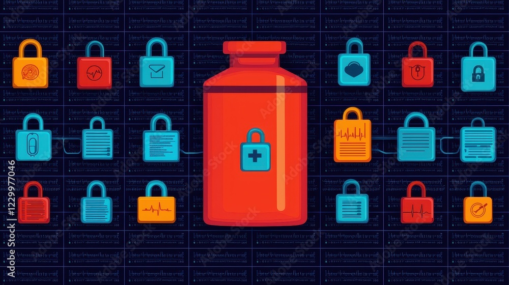 custom made wallpaper toronto digitalSecure Medical Data Storage Concept with Locks and Medicine Bottle