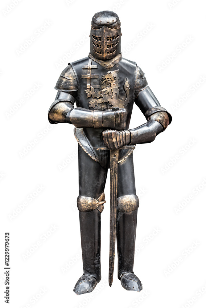 Old knight armor isolated on white background Old knight armor isolated on white background