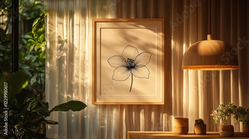 Elegant floral art display in cozy living room natural light home decor inspiration