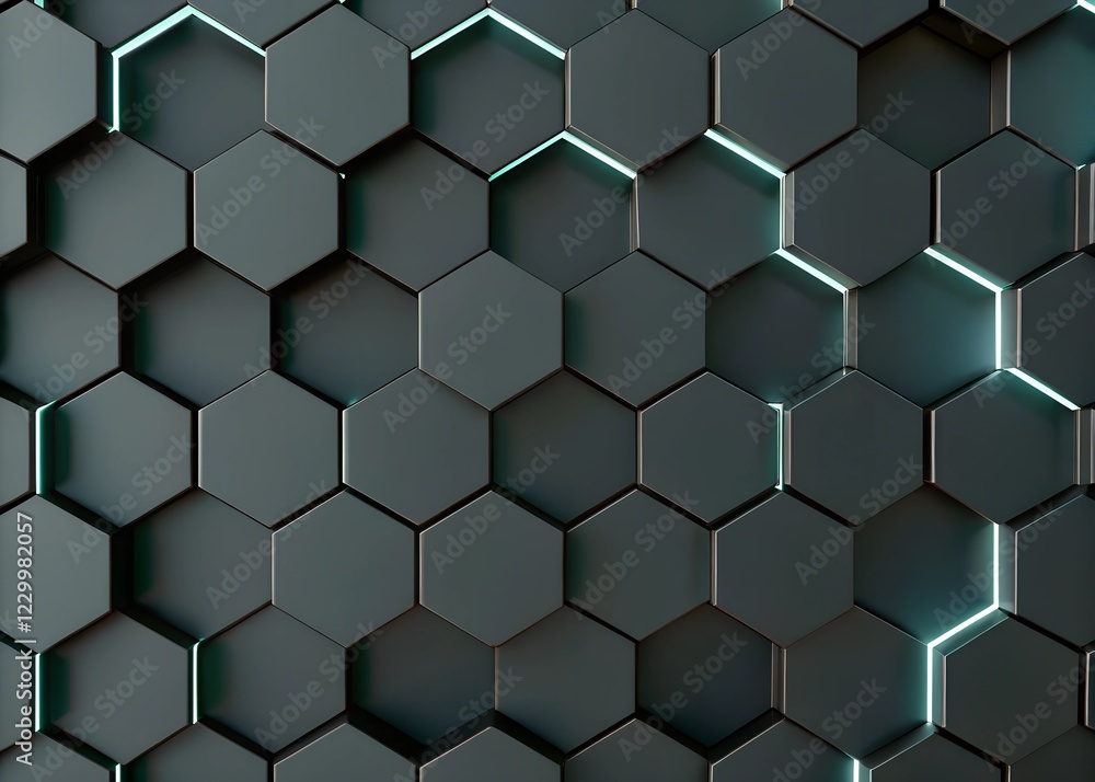 Abstract 3d hexagon background with glowing neon lights.. Futuristic technology style. Abstract 3d hexagon background with glowing neon lights.. Futuristic technology style.