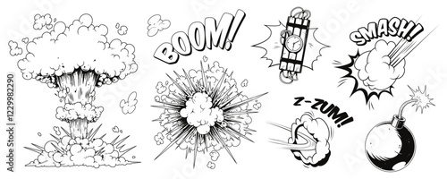 Explosive comic style effects with dynamic sounds