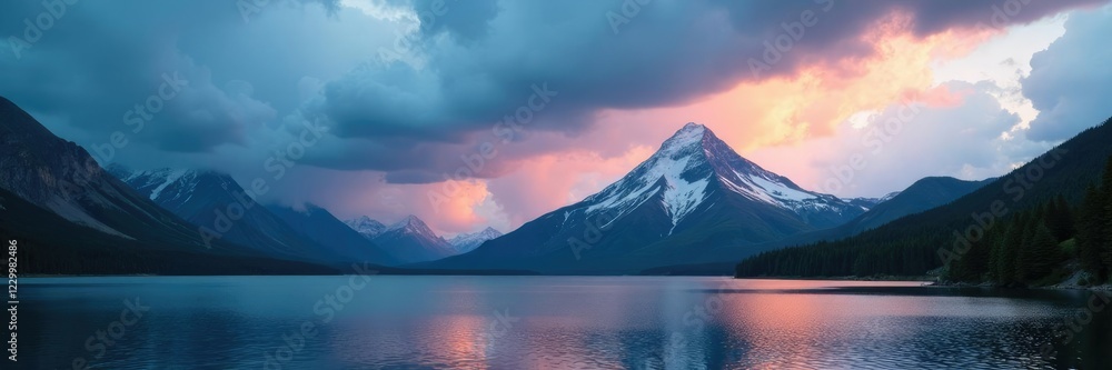 Storm clouds part over Patricia Lake and Pyramid Mountain, sky, clouds, cloudy Storm clouds part over Patricia Lake and Pyramid Mountain, sky, clouds, cloudy