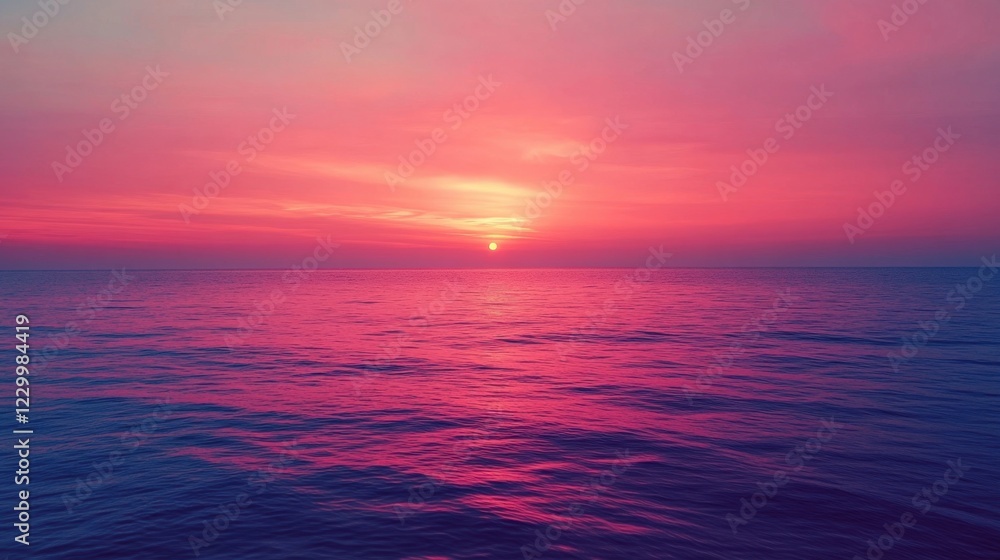 Obraz premium Pink sunset over calm ocean waters. Serene and beautiful.