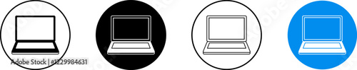 laptop desktop computer icons set black