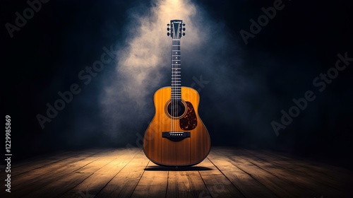 Dramatic Acoustic Guitar Spotlight – Musical Performance Scene