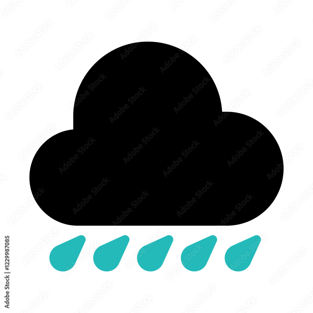 Stylized Black Cloud with Rain Drops Graphic Icon Stylized Black Cloud with Rain Drops Graphic Icon