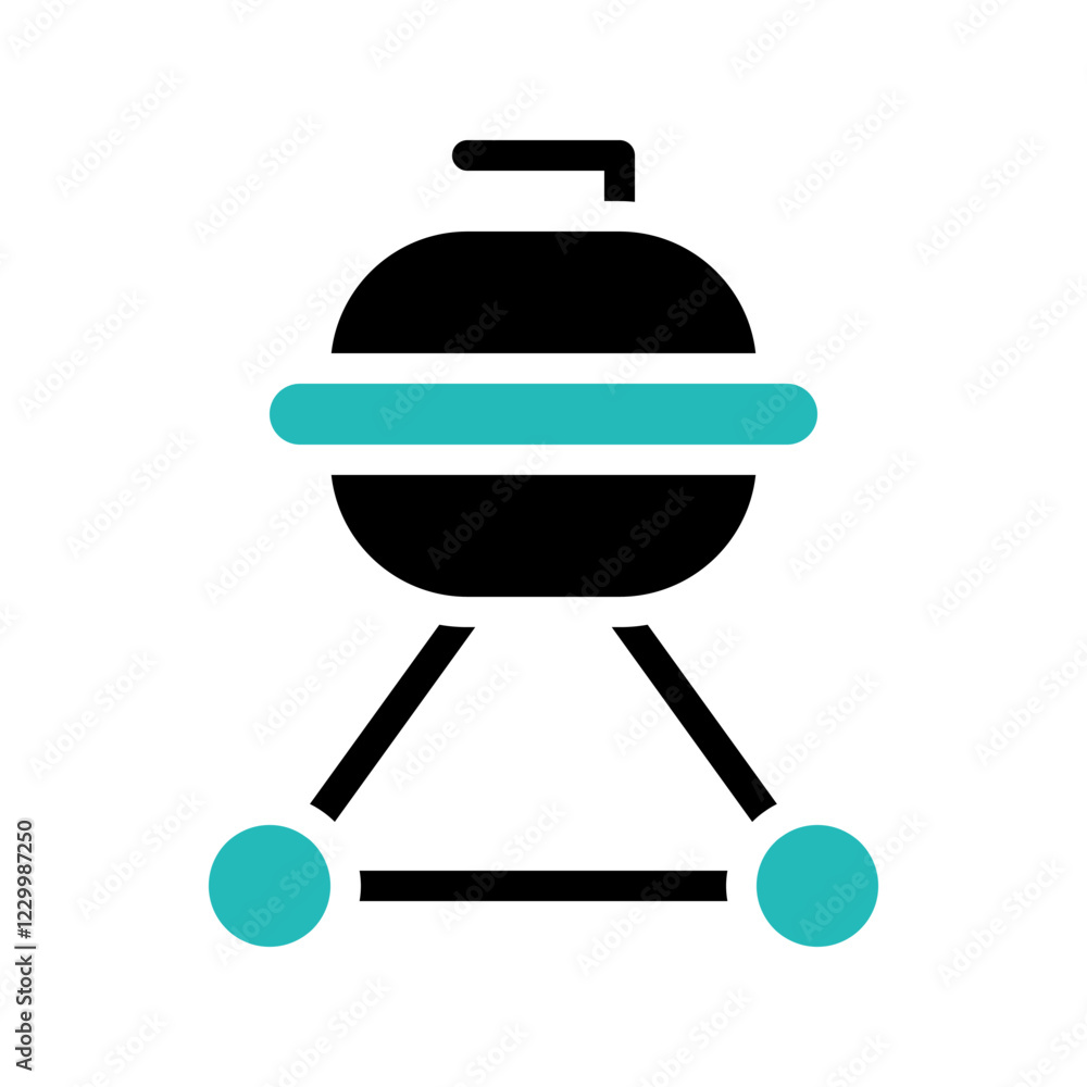 Barbecue grill in black and teal color, simple design Barbecue grill in black and teal color, simple design