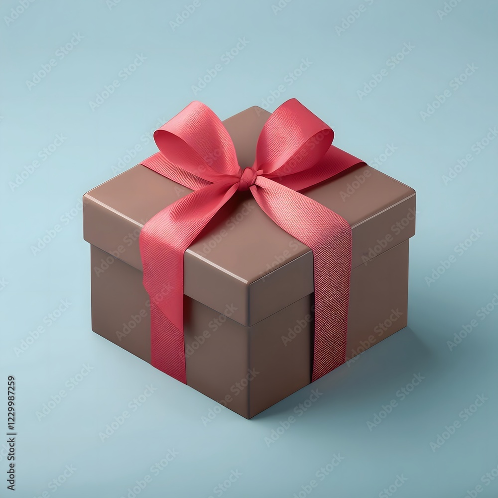 Fototapeta premium Festive Valentine's Day decorations: Chocolate gift box, tied with a red ribbon, romantic background.