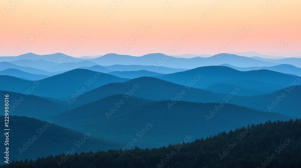 Obraz premium Serene Blue Mountains Underneath a Pastel Sky