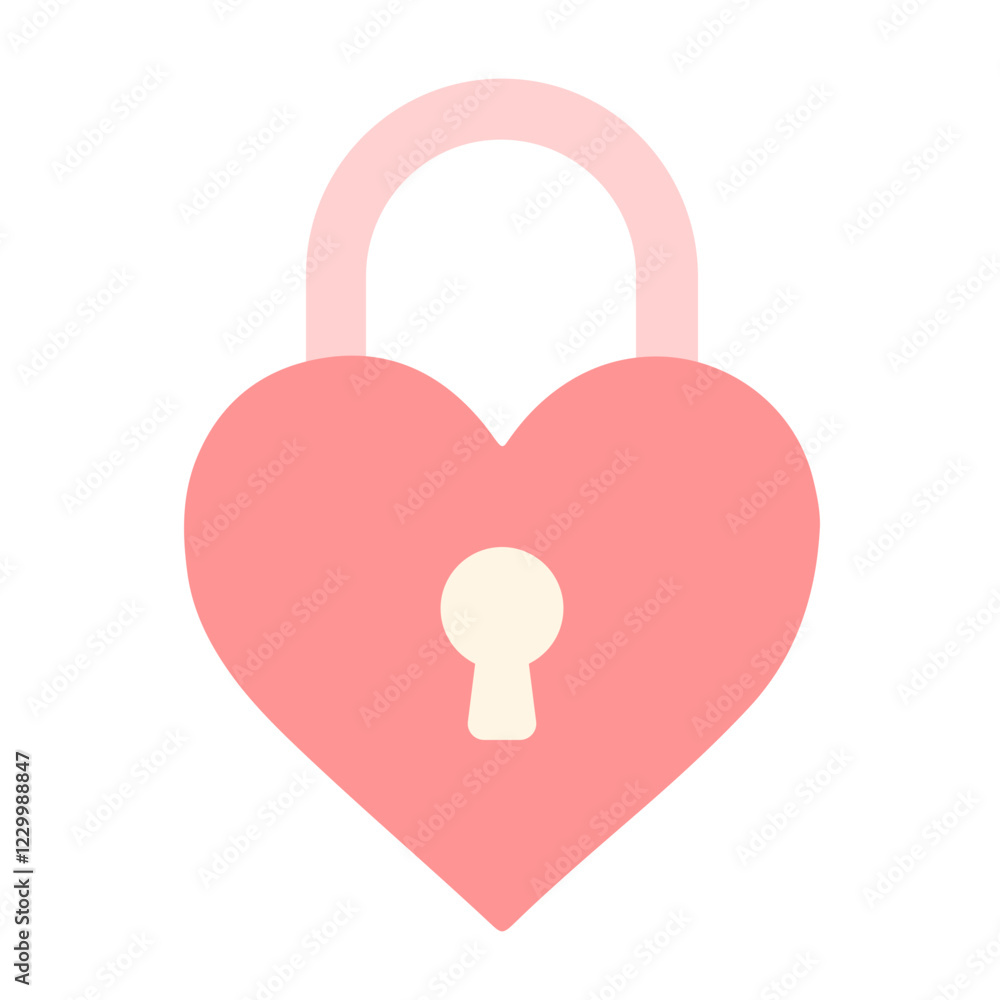 Cute pink heart closed padlock Cute pink heart closed padlock