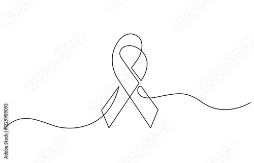 AIDS awareness band World AIDS day one line art drawing Continuous one line drawing, AIDS awareness ribbon one line colored continuous drawing. World AIDS day symbol continuous one line.