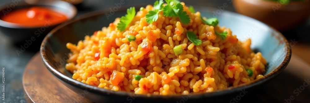 Kimchi fried rice with a side of spicy Gochujang sauce, foodie favorite, spicy Kimchi fried rice with a side of spicy Gochujang sauce, foodie favorite, spicy