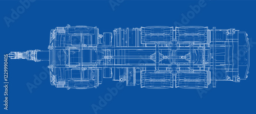 Car crane. Vector rendering of 3d
