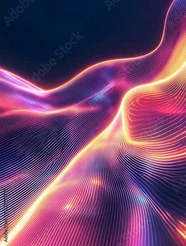 Neon Light Streaks with Dark Background