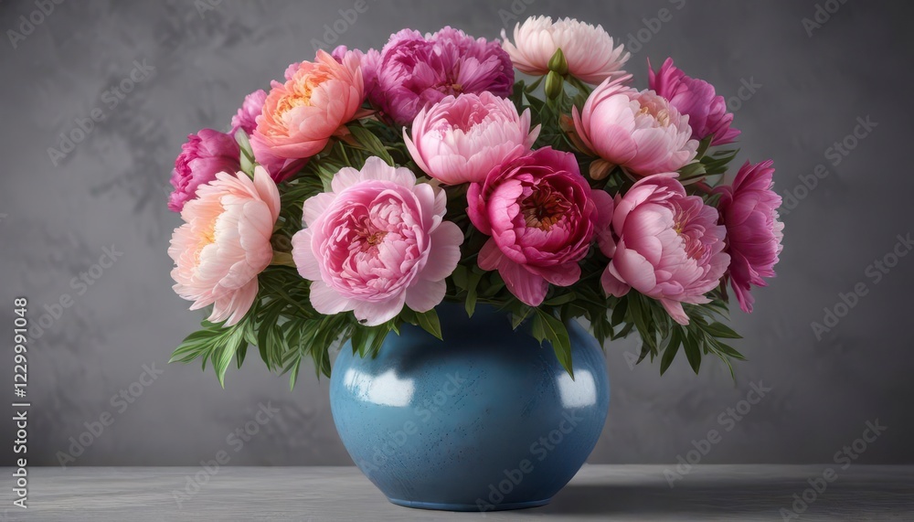 Colorful bunch of peony flowers arranged in a vase , floral, flowers, bloom Colorful bunch of peony flowers arranged in a vase , floral, flowers, bloom