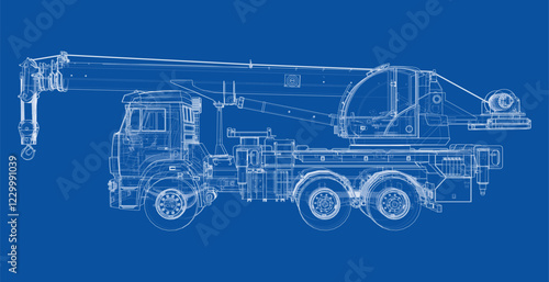 Car crane. Vector rendering of 3d