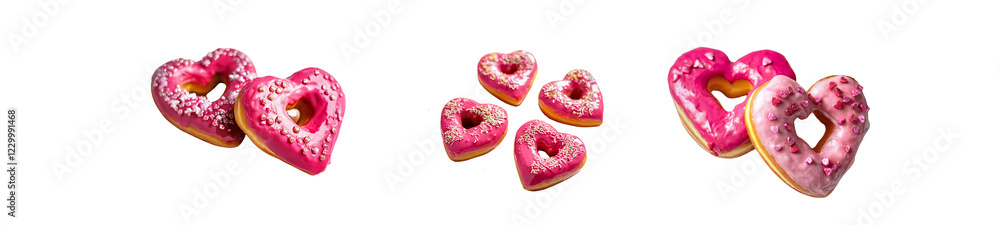 Heart shaped donuts with pink icing Valentine's day. Heart shaped donuts with pink icing Valentine's day.