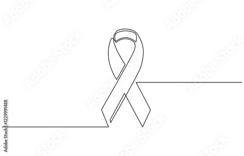 AIDS awareness band World AIDS day one line art drawing Continuous one line drawing, AIDS awareness ribbon one line colored continuous drawing. World AIDS day symbol continuous one line.