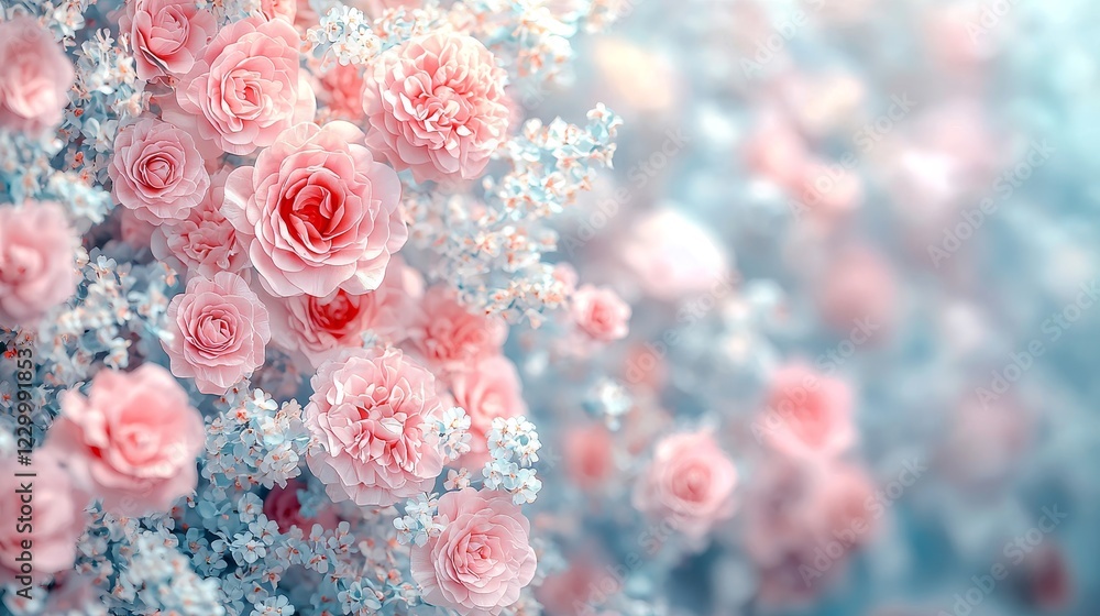 Blooming roses in soft focus garden floral photography bright daylight close-up nature's beauty Blooming roses in soft focus garden floral photography bright daylight close-up nature's beauty