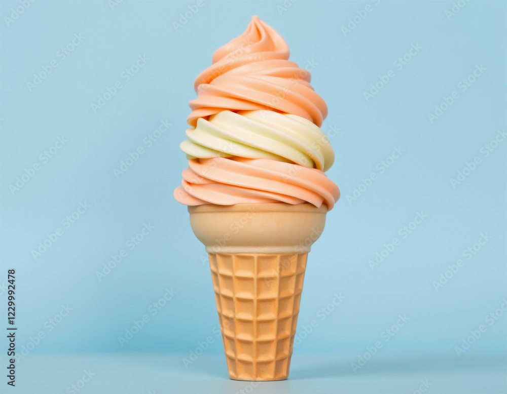Vanilla and Strawberry Soft Serve Ice Cream Cone Vanilla and Strawberry Soft Serve Ice Cream Cone