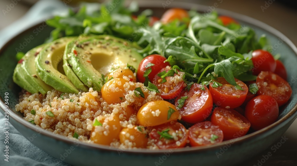 Fresh Quinoa Salad With Avocado and Cherry Tomatoes for Lunch. Generative AI Fresh Quinoa Salad With Avocado and Cherry Tomatoes for Lunch. Generative AI