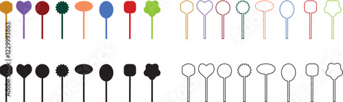 Sweets and candy icon set. Chocolate bars, caramel, toffee and lollipop on sticks, marmalade bears. Confectionery shop elements for birthday kids present cartoon flat isolated vector collection.